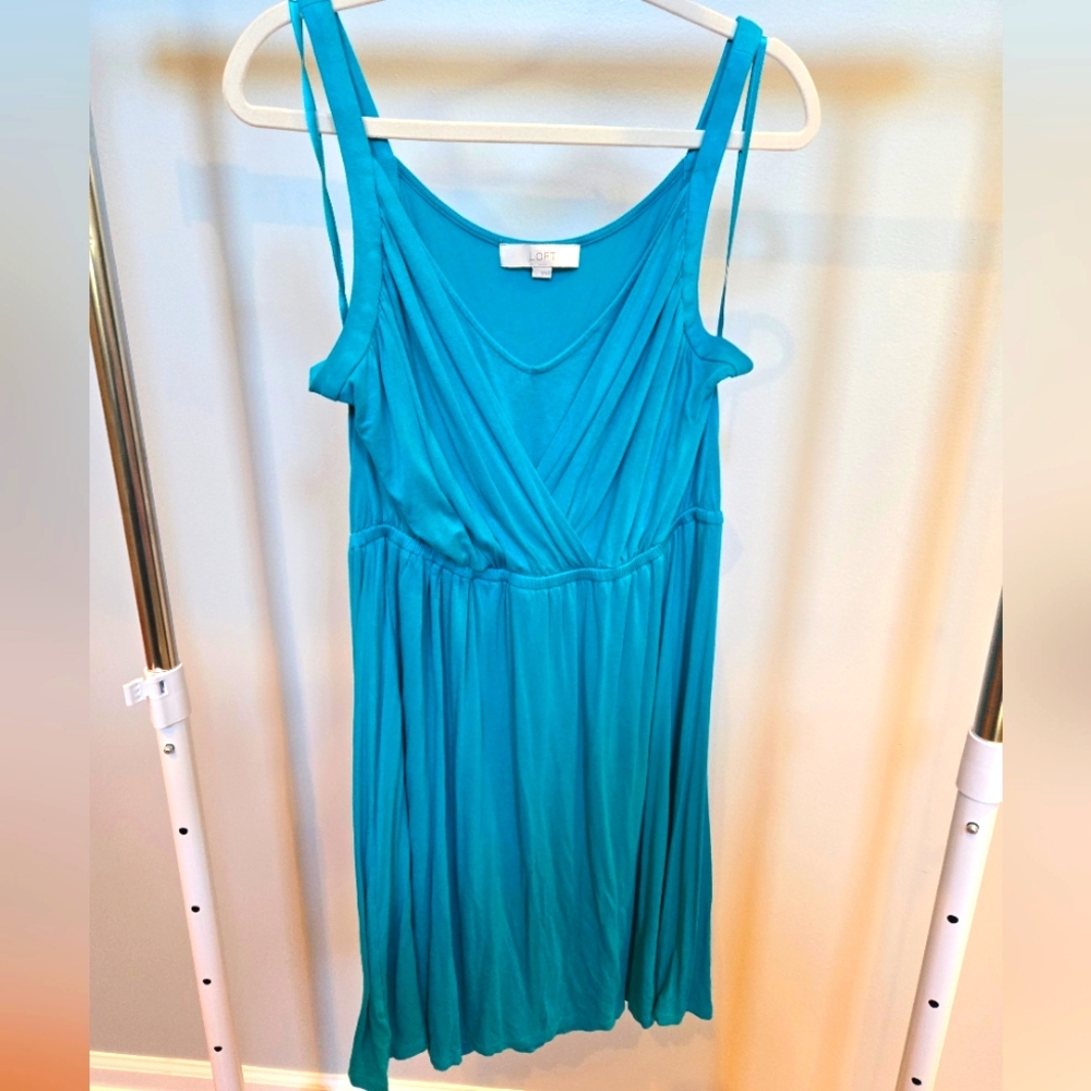 LOFT Teal Sleeveless Dress, size large